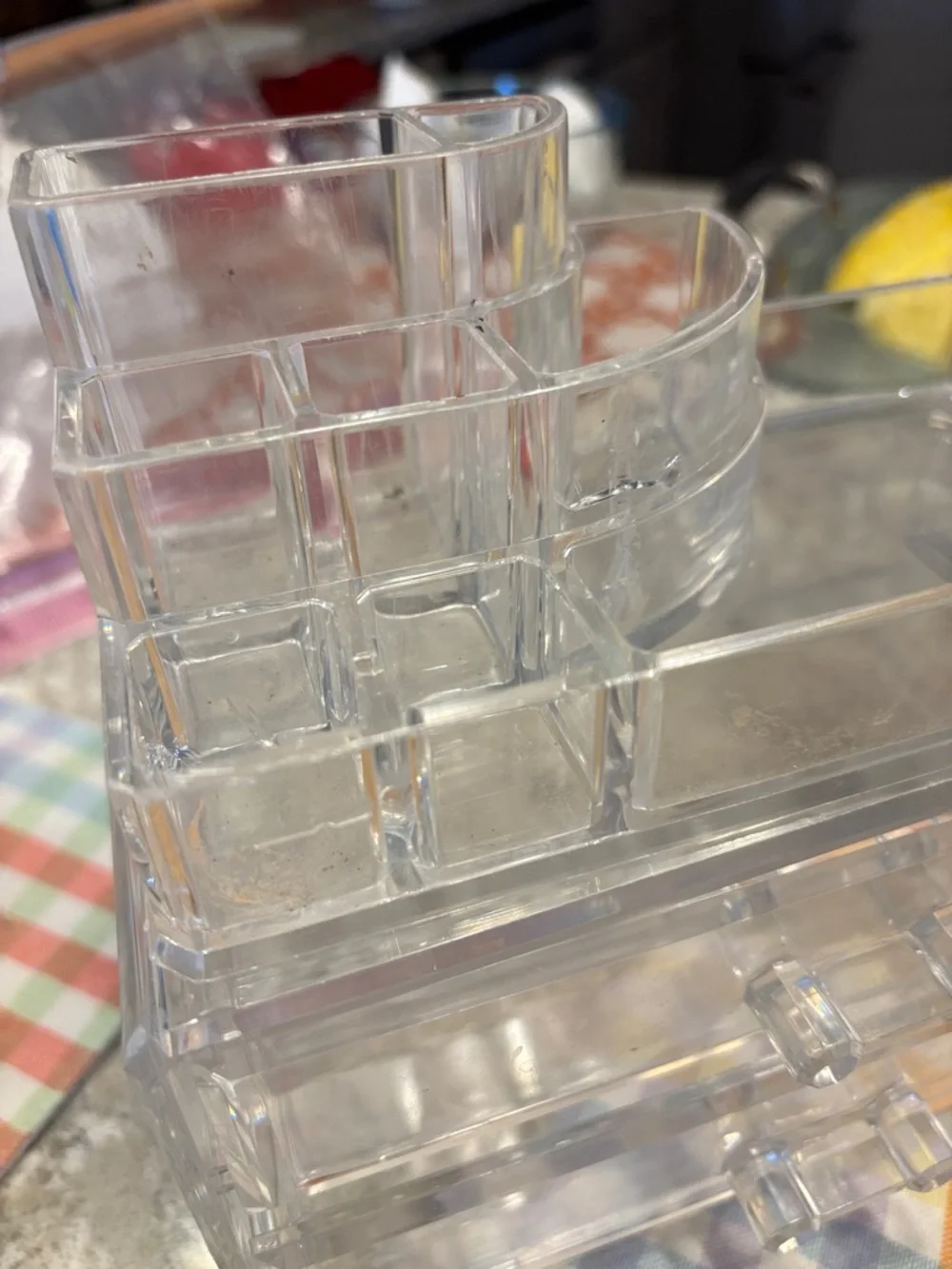 Clear Acrylic Bathroom Organizer Set - Transparent Bath Storage 3 piece